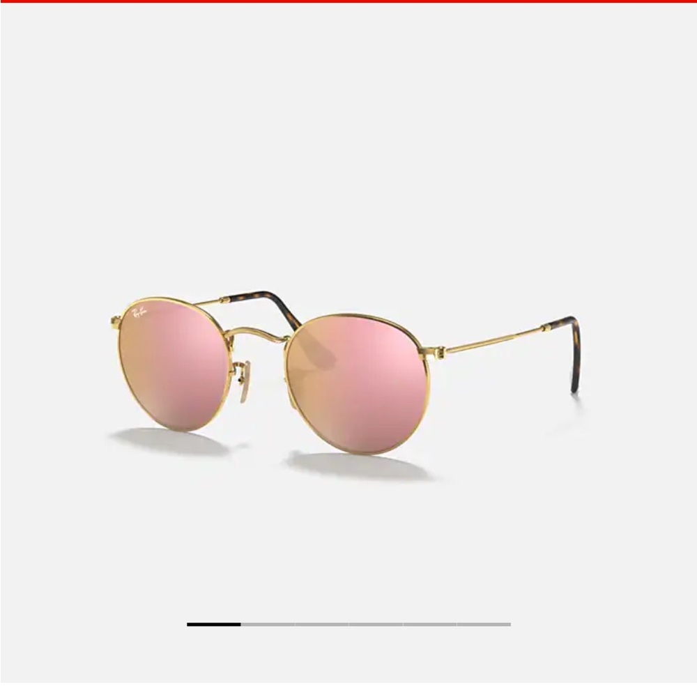 Ray-Ban Gold Pink Round Sunglasses